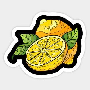 Lemon And Slices Of Lemon Cartoon Sticker